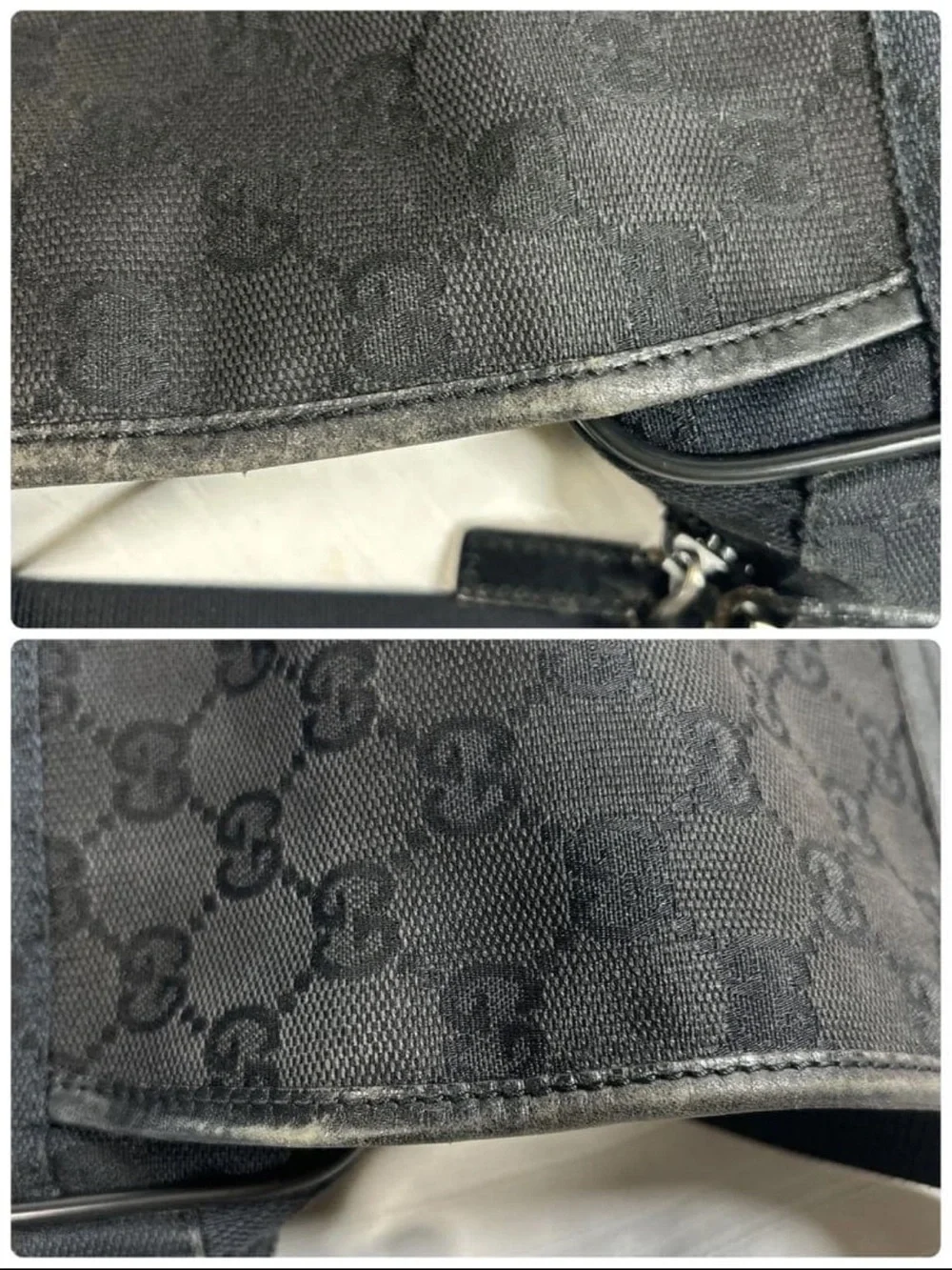 Gucci Black GG Canvas and Leather Crossbody Messenger